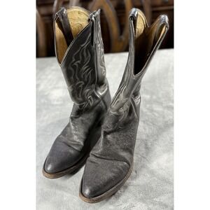 Made in USA Western Cowboy Boots Mens Size 10.5 Black Leather Resoled F4399‎